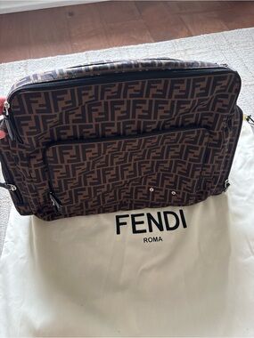 Fendi Brown FF Logo  Diaper Bag
